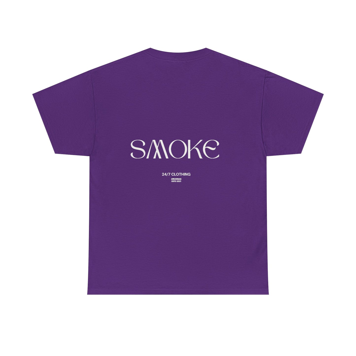 Smoke 24/7 Tee — Minimal Black Graphic T-Shirt with 'SMOKE' Back Logo
