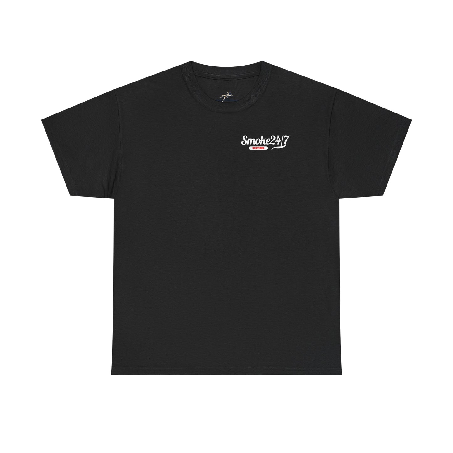 Smoke 24/7 Tee — Minimal Black Graphic T-Shirt with 'SMOKE' Back Logo