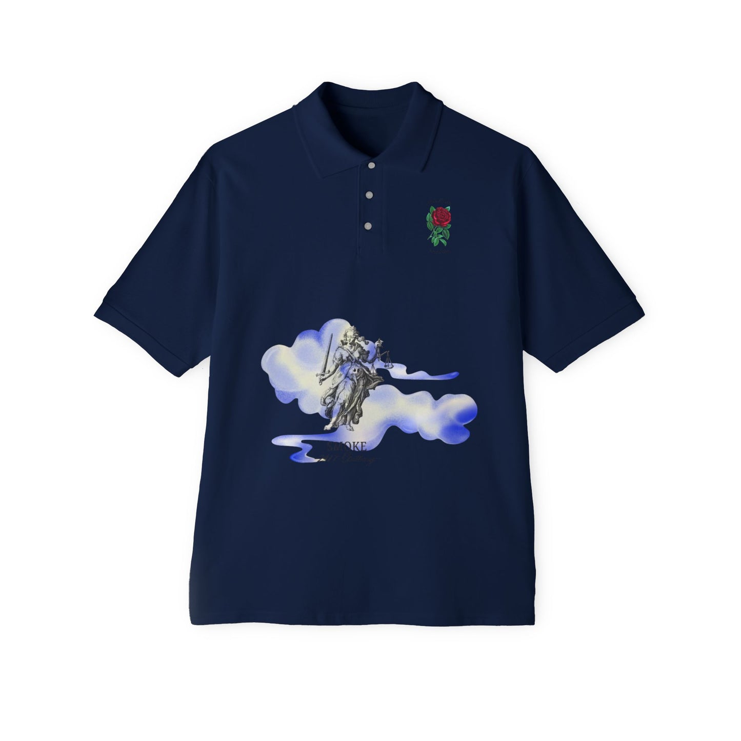 Artistic Men's Piqué Polo with Rose and Leopard Design, Stylish Casual Wear, Summer Outfits, Animal Lovers, Gift Idea