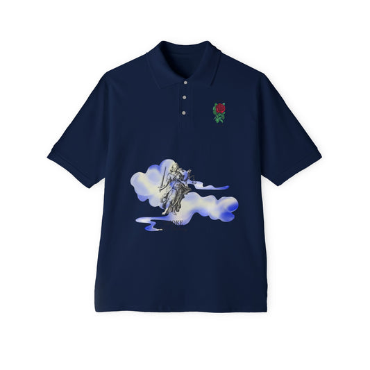 Artistic Men's Piqué Polo with Rose and Leopard Design, Stylish Casual Wear, Summer Outfits, Animal Lovers, Gift Idea