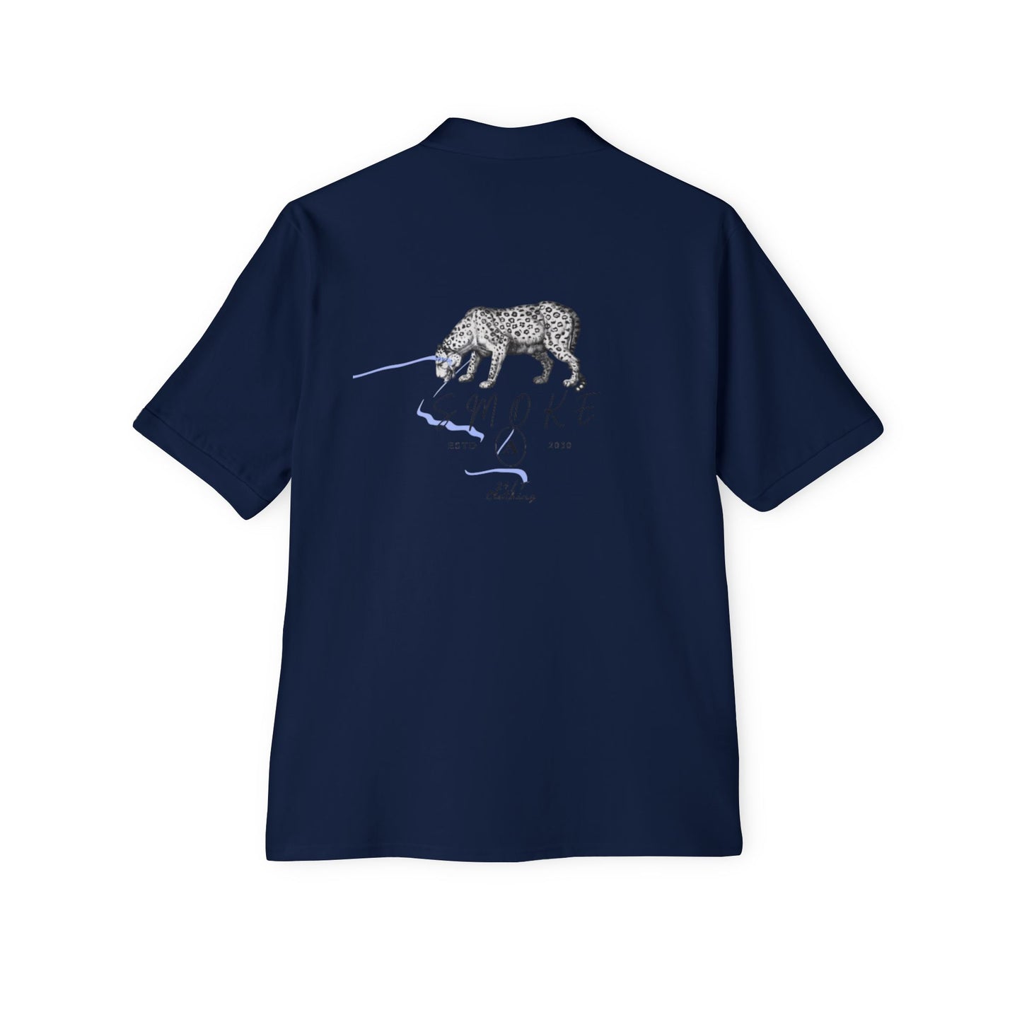 Artistic Men's Piqué Polo with Rose and Leopard Design, Stylish Casual Wear, Summer Outfits, Animal Lovers, Gift Idea