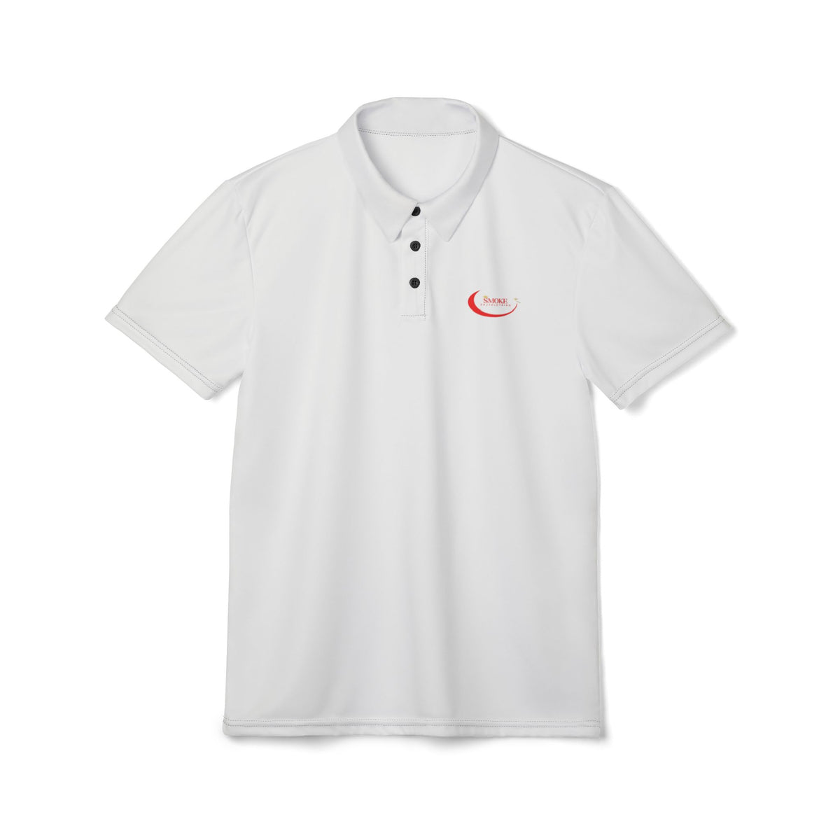 Minimal Curved Logo Polo Shirt — Small Red Swoosh Chest Logo