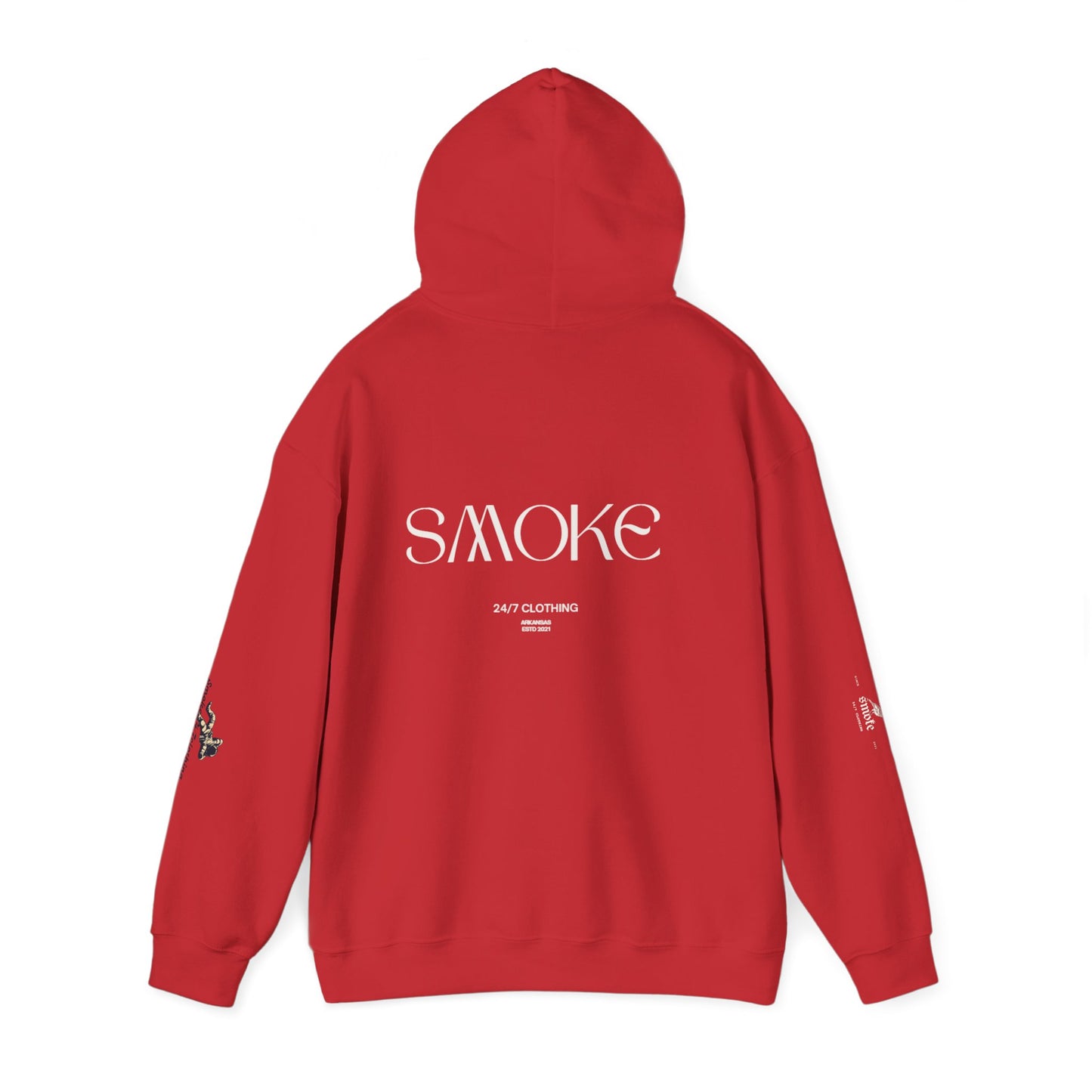 Smoke Graphic Hoodie — Minimalist Streetwear Pullover with Back 'SMOKE' Logo