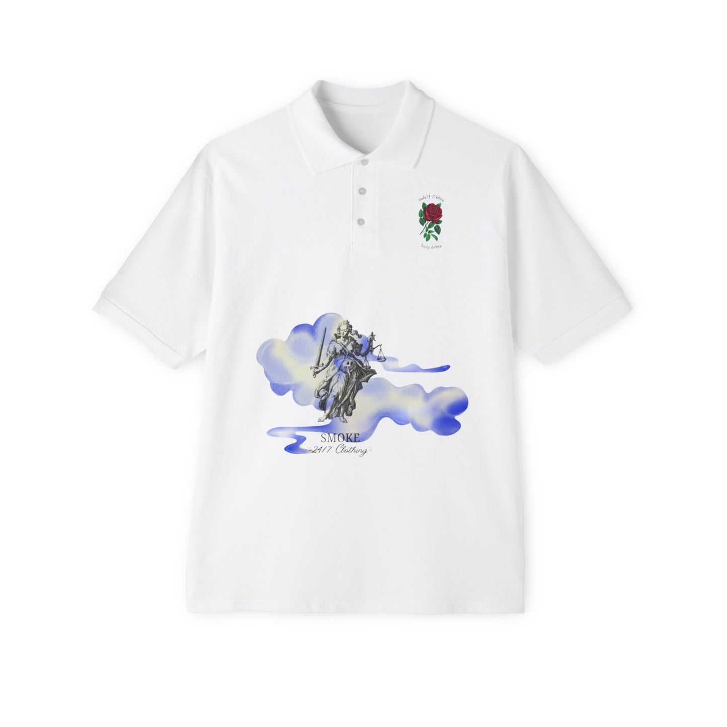 Artistic Men's Piqué Polo with Rose and Leopard Design, Stylish Casual Wear, Summer Outfits, Animal Lovers, Gift Idea