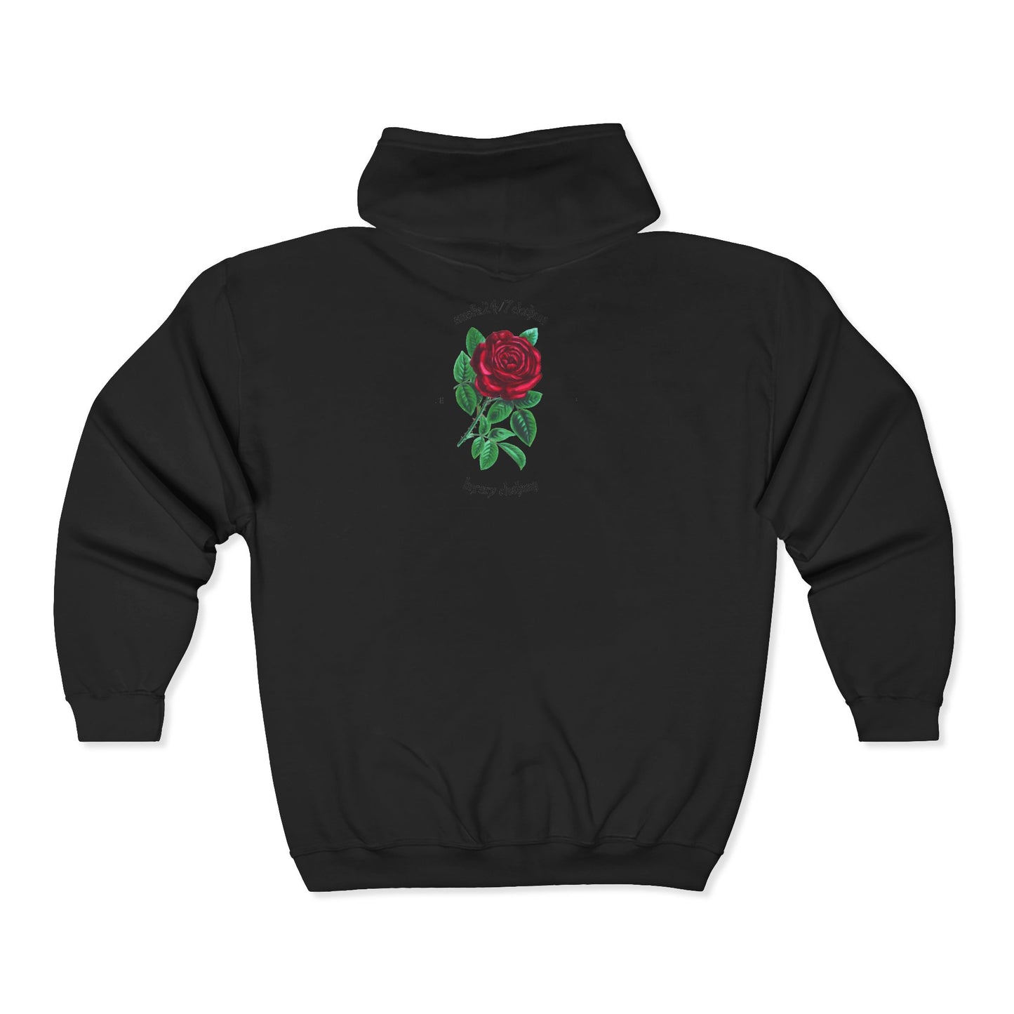 Rose Graphic Zip Hoodie — "Smoke 24/7" Gothic Rose Streetwear