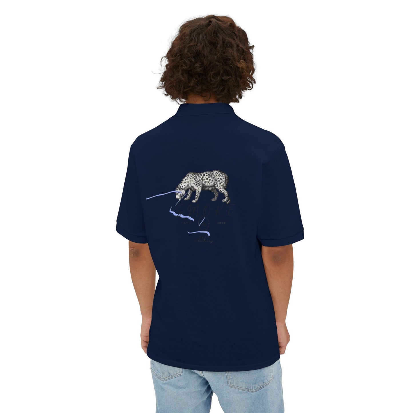 Artistic Men's Piqué Polo with Rose and Leopard Design, Stylish Casual Wear, Summer Outfits, Animal Lovers, Gift Idea