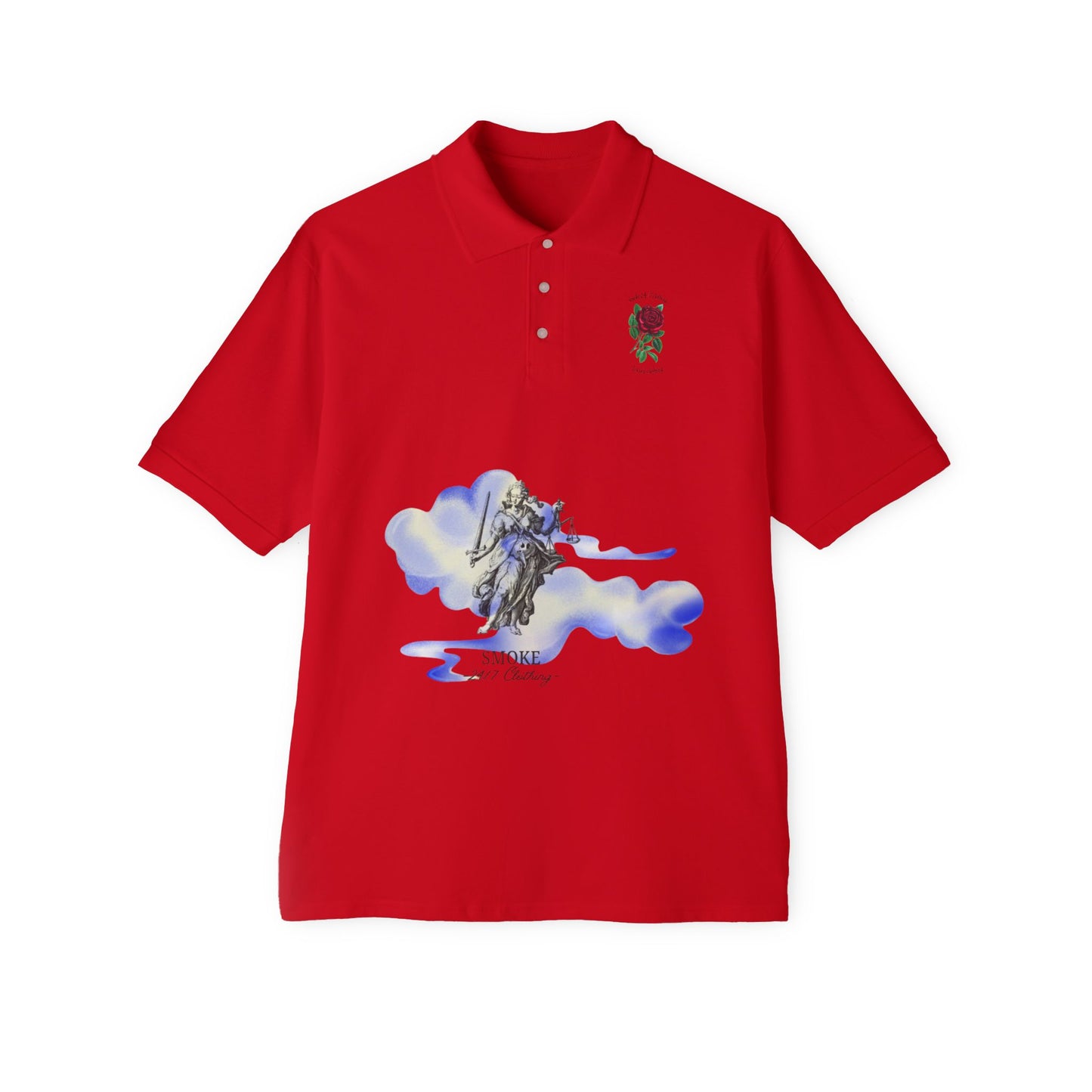 Artistic Men's Piqué Polo with Rose and Leopard Design, Stylish Casual Wear, Summer Outfits, Animal Lovers, Gift Idea