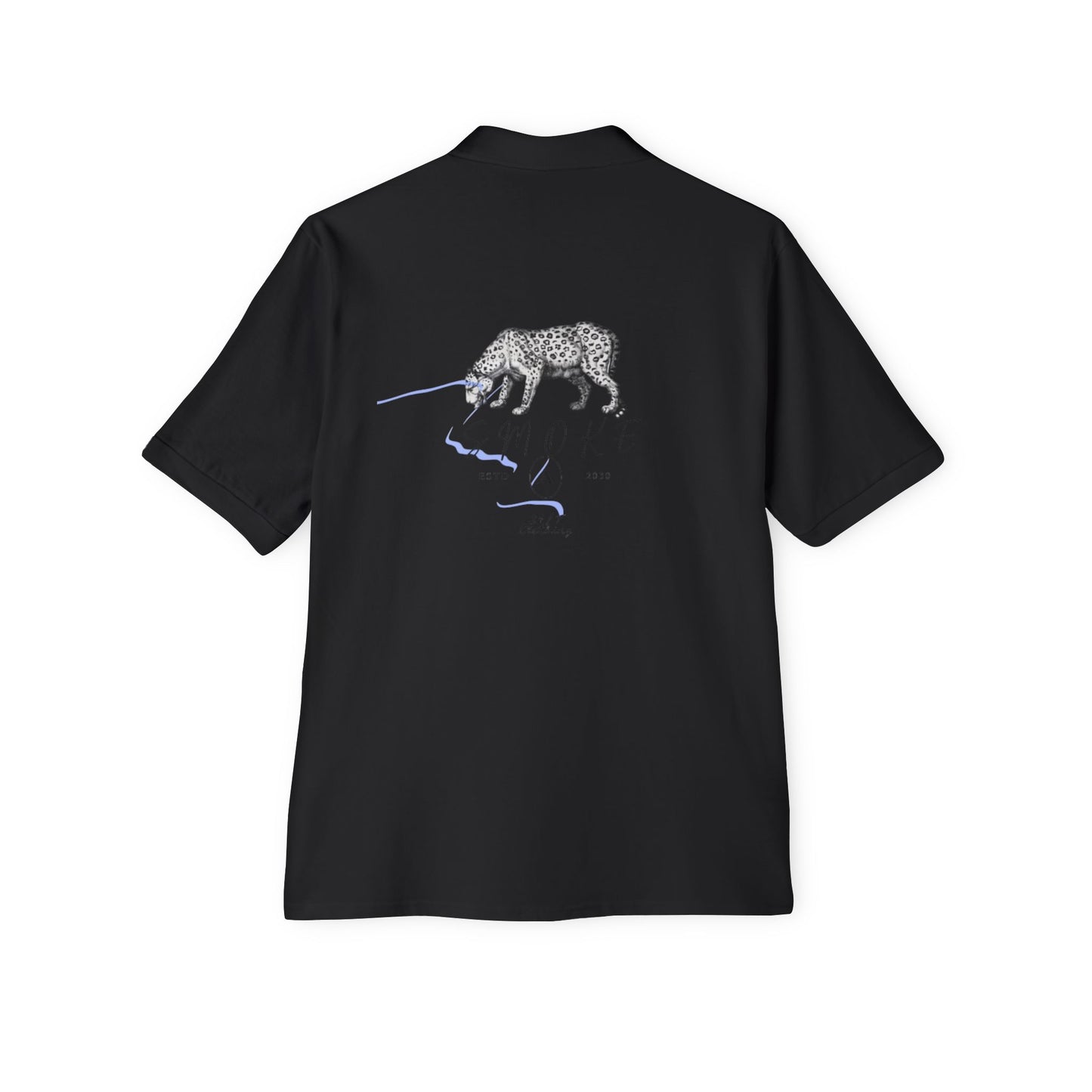 Artistic Men's Piqué Polo with Rose and Leopard Design, Stylish Casual Wear, Summer Outfits, Animal Lovers, Gift Idea