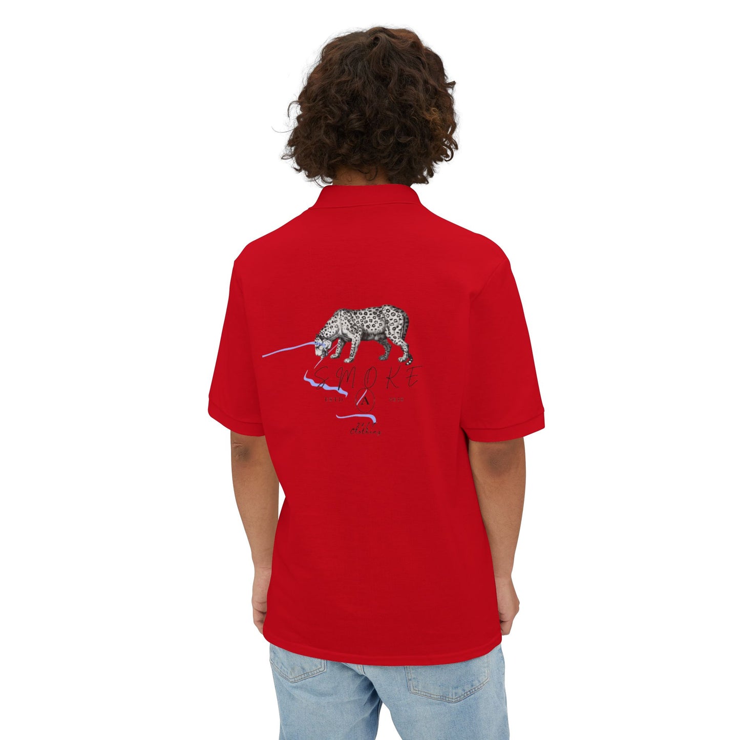 Artistic Men's Piqué Polo with Rose and Leopard Design, Stylish Casual Wear, Summer Outfits, Animal Lovers, Gift Idea