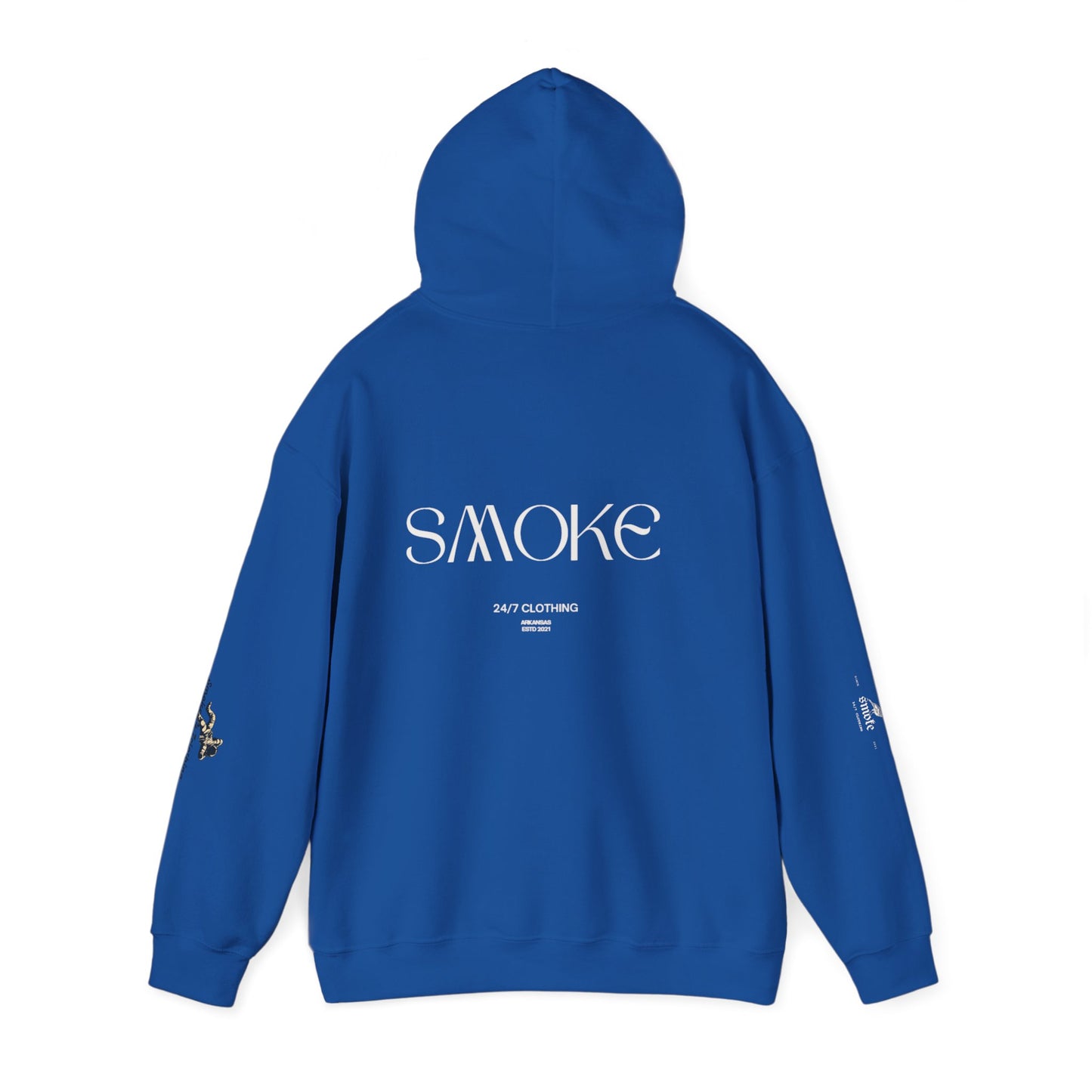 Smoke Graphic Hoodie — Minimalist Streetwear Pullover with Back 'SMOKE' Logo