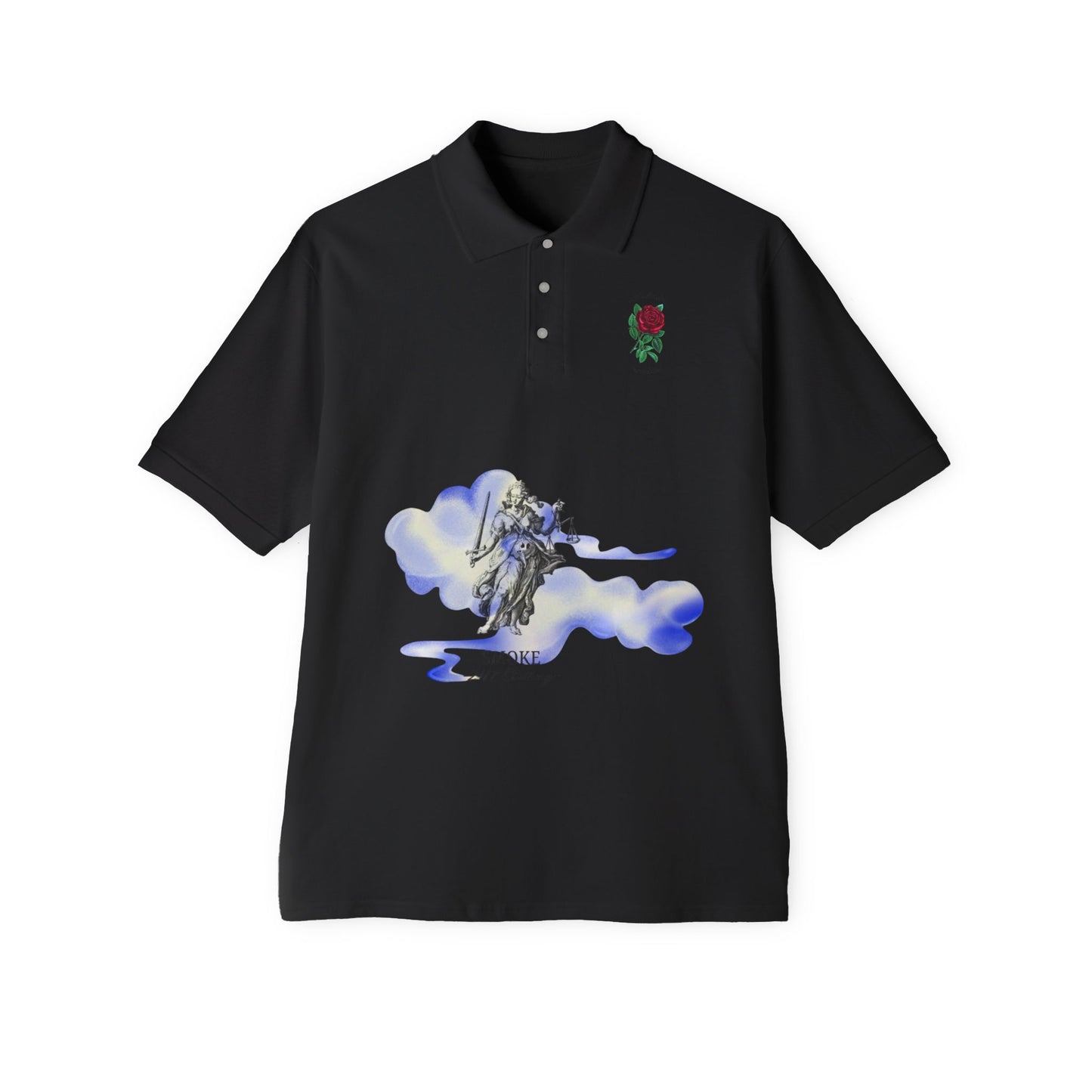 Artistic Men's Piqué Polo with Rose and Leopard Design, Stylish Casual Wear, Summer Outfits, Animal Lovers, Gift Idea