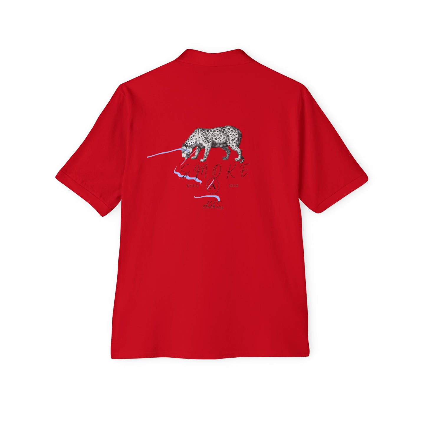 Artistic Men's Piqué Polo with Rose and Leopard Design, Stylish Casual Wear, Summer Outfits, Animal Lovers, Gift Idea