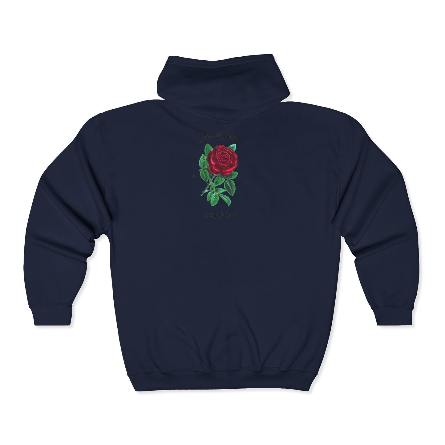 Rose Graphic Zip Hoodie — "Smoke 24/7" Gothic Rose Streetwear