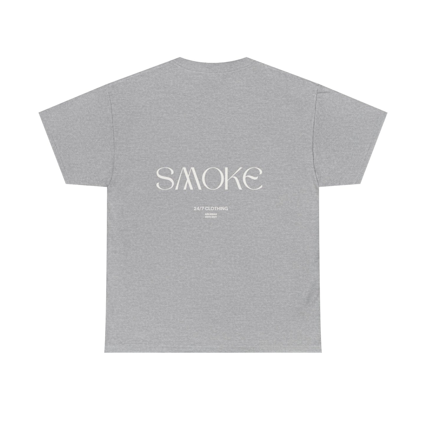 Smoke 24/7 Tee — Minimal Black Graphic T-Shirt with 'SMOKE' Back Logo