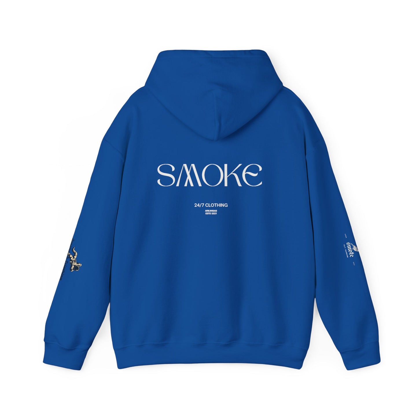 Smoke Graphic Hoodie — Minimalist Streetwear Pullover with Back 'SMOKE' Logo
