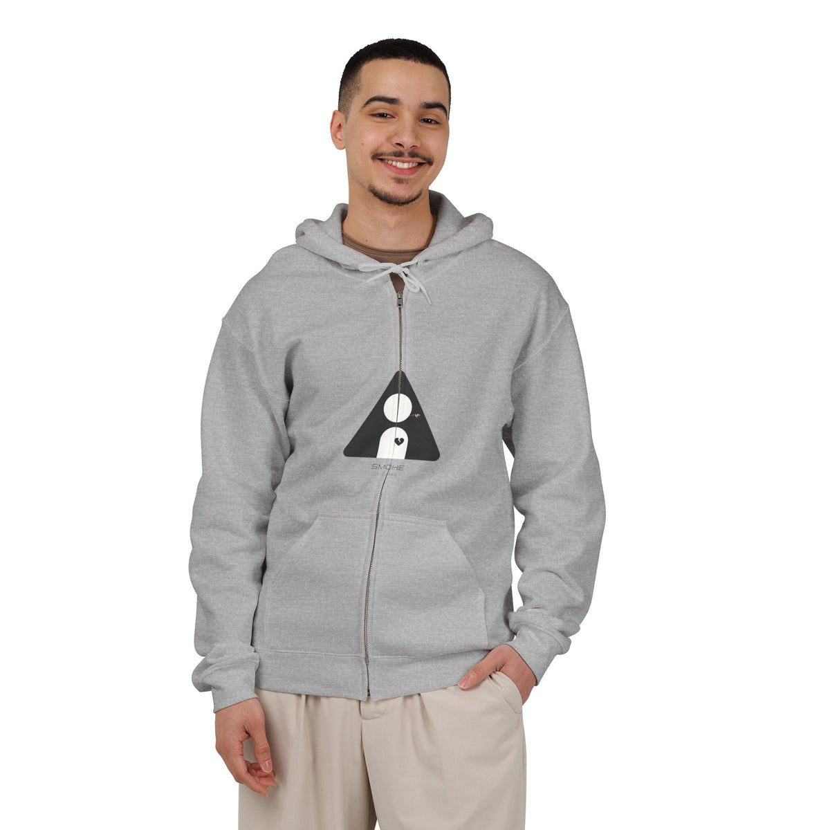 Zip Hoodie — Minimalist Geometric Smoke Design (Back 'SMOKE')