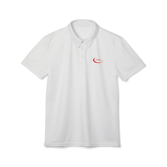Minimal Curved Logo Polo Shirt — Small Red Swoosh Chest Logo