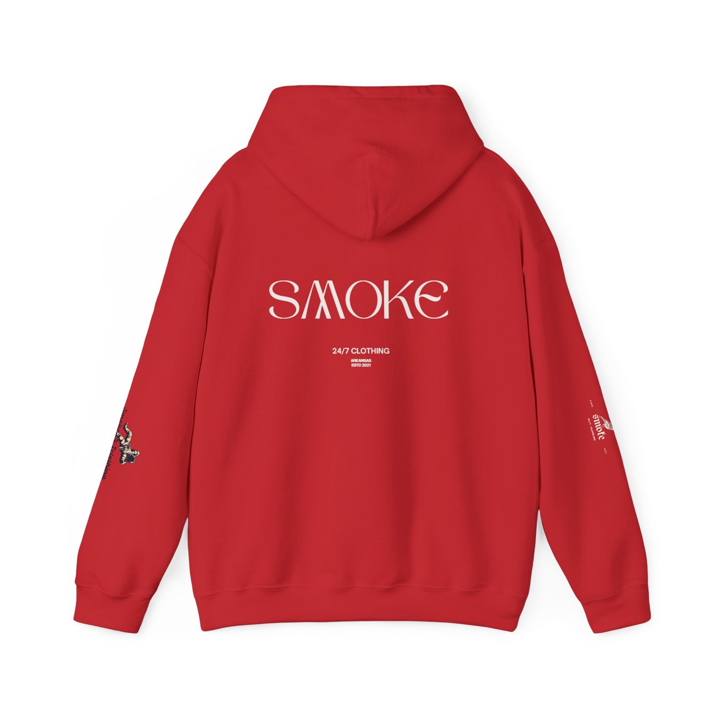 Smoke Graphic Hoodie — Minimalist Streetwear Pullover with Back 'SMOKE' Logo