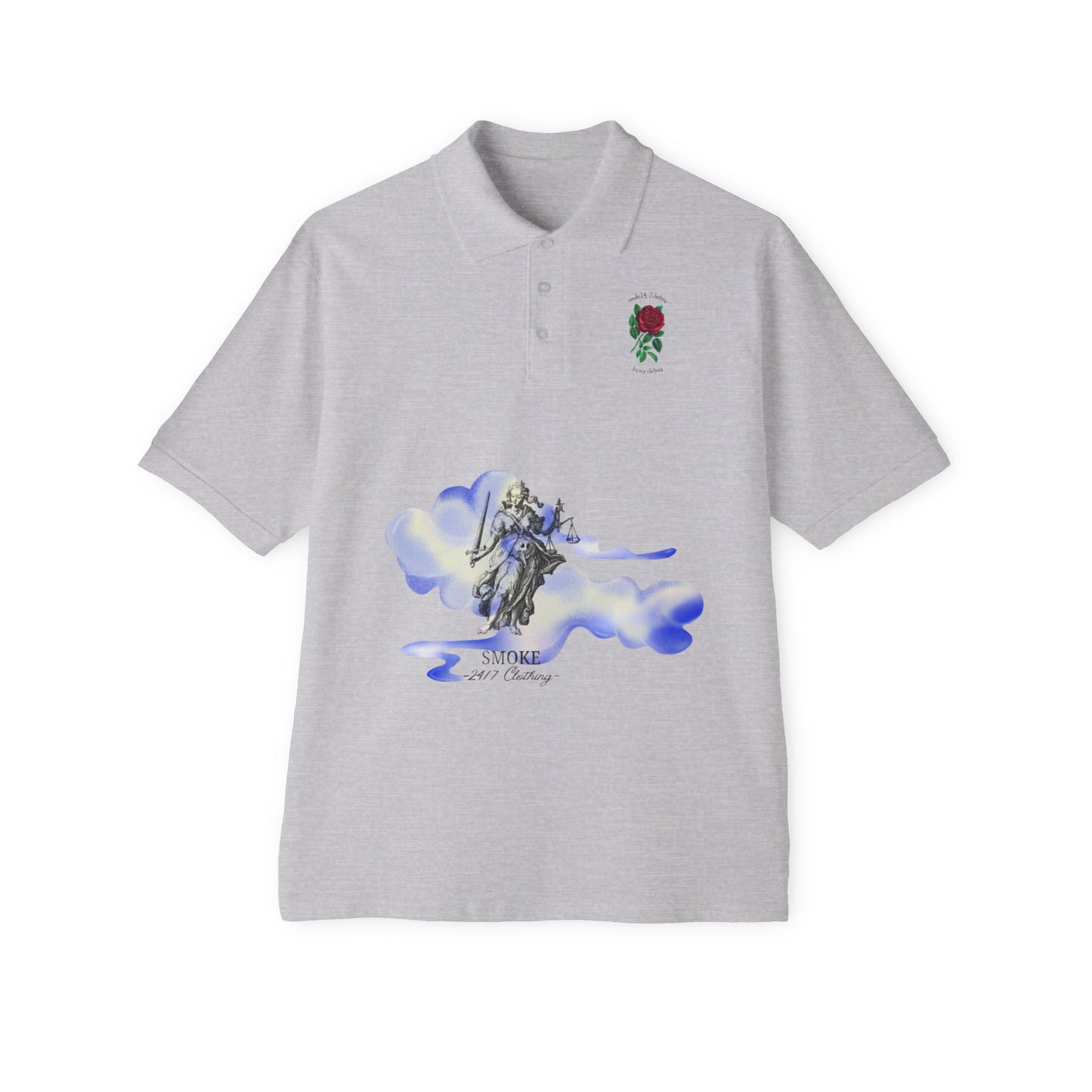 Artistic Men's Piqué Polo with Rose and Leopard Design, Stylish Casual Wear, Summer Outfits, Animal Lovers, Gift Idea